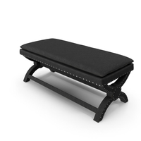 Upholstered Bench Vintage Velvet Black PNG & PSD Images