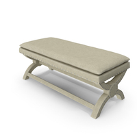 Upholstered Bench Vintage Velvet White PNG & PSD Images