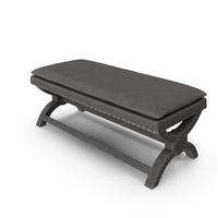 Upholstered Bench Vintage Velvet Grey PNG & PSD Images