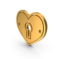 Gold Heart With Keyhole Icon PNG & PSD Images