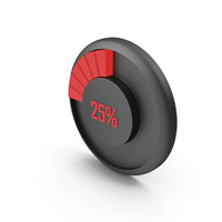 Red Radial Progress Bar 25% Symbol PNG & PSD Images