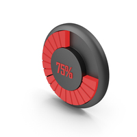 Red Radial Progress Bar 75% Symbol PNG & PSD Images