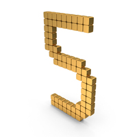 Gold Digital Number 5 Icon PNG & PSD Images