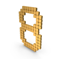Gold Digital Number 8 Icon PNG & PSD Images