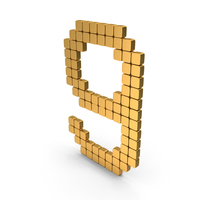 Gold Digital Number 9 Icon PNG & PSD Images