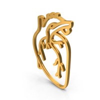 Gold Human Heart Outline Icon PNG & PSD Images