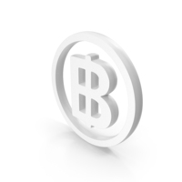 White Thailand Baht Currency Icon PNG & PSD Images