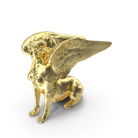 Winged Sphinx Gold Sculpture PNG & PSD Images