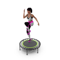 Woman Athlete With Trampoline Jumping Pose PNG & PSD Images