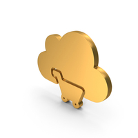 Cloud Shopping Trolley Cloud Icon Gold PNG & PSD Images