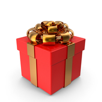 Gift Box Wrapped With Gold Ribbon PNG & PSD Images