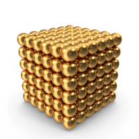 Cube From Gold Magnetic Balls PNG & PSD Images