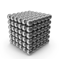 Cube From Silver Magnetic Balls PNG & PSD Images