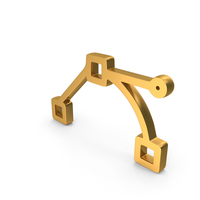 Gold Path Shape Points Anchor Transform Tool Icon PNG & PSD Images