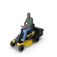 Man with Riding Lawn Mower Cub Cadet CC30E PNG & PSD Images
