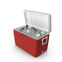 48 Quart Cooler Red With Ice And Bottles PNG & PSD Images