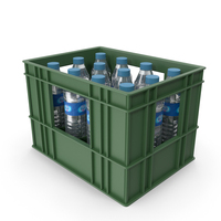 Green Plastic Crate With Bottles PNG & PSD Images