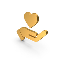 Gold Hand With Heart Icon PNG & PSD Images
