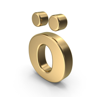 Gold German Lowercase Ö (O) PNG & PSD Images