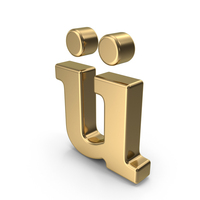 Gold German Lowercase Ü (U) PNG & PSD Images