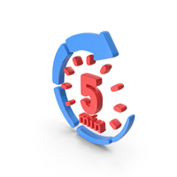 Blue And Red 5 Minutes Countdown Icon PNG & PSD Images