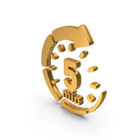 Gold 5 Minutes Countdown Icon PNG & PSD Images