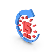 Blue And Red 15 Minutes Countdown Icon PNG & PSD Images