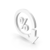 White Percentage Down Icon PNG & PSD Images