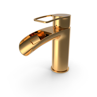 Olmeto Waterfall Effect Chrome Basin Mixer Golden PNG & PSD Images