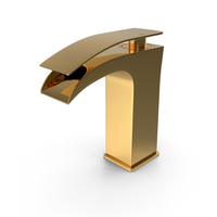 Kellan Waterfall Effect Chrome Basin Mixer Golden PNG & PSD Images