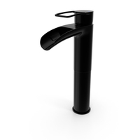 Olmeto Waterfall Effect High Chrome Basin Mixer Black PNG & PSD Images