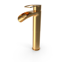 Olmeto Waterfall Effect High Chrome Basin Mixer Golden PNG & PSD Images