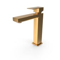 Solaro High Square Basin Mixer Golden PNG & PSD Images