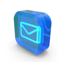 Blue Glass Letter Button Symbol PNG & PSD Images