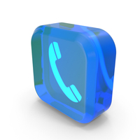 Phone Button Blue Glass PNG & PSD Images