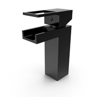 Handa Waterfall Effect Chrome Basin Mixer Black PNG & PSD Images