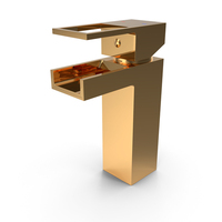 Handa Waterfall Effect Chrome Basin Mixer Golden PNG & PSD Images