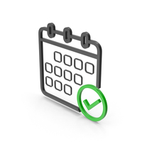 Black Calendar With Check Mark Symbol PNG & PSD Images