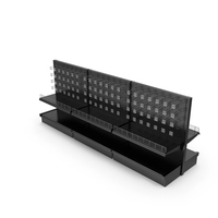 Double Sided Solid Shelf With Fence & Hooks PNG & PSD Images