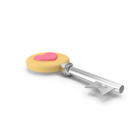 Yellow & Pink Key With Heart PNG & PSD Images
