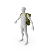 Tactical Military Parachute Backpack Worn Green PNG & PSD Images