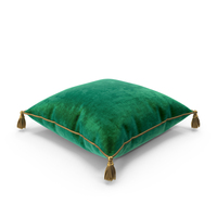 Green Velvet Pillow With Gold Tassels PNG & PSD Images