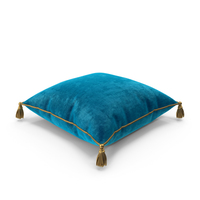 Blue Pillow With Gold Tassels PNG & PSD Images