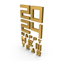 2024 Happy New Year Gold PNG & PSD Images