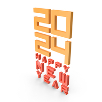 2024 Happy New Year Yellow Red PNG & PSD Images