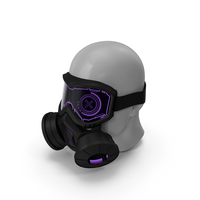 Mannequin Head Wearing Cyberpunk Gas Mask Purple PNG & PSD Images