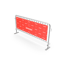 Metal Crowd Barrier With Advertising PVC Banner PNG & PSD Images