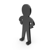 Plastic Stickman Confident Pose Black PNG & PSD Images