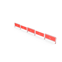 Red And White Crowd Control Barriers Line With Banners PNG & PSD Images
