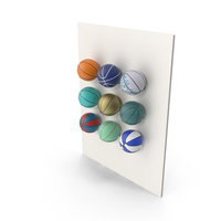 Wall With Mount Ball Holder Wiith Basketball Balls PNG & PSD Images